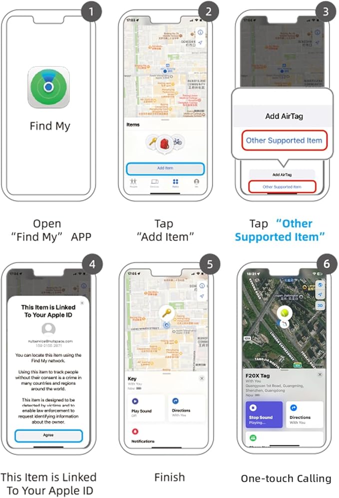 2025 Bluetooth Tracker Smart Finder for Apple Find My[Apple MFi Certified，iOS Only], iPhone Tags Key Finder Luggage Tracker for Bags, Luggage, Wallet, Bicycle, Replaceable Battery