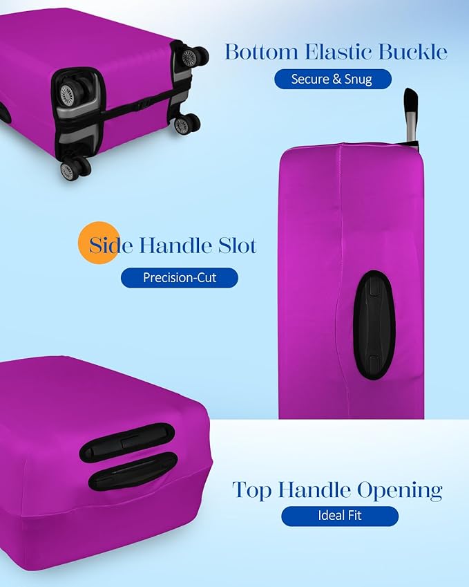 Slohif Luggage Cover for Suitcase Tsa Approved Protector - Luggage Sleeve Suit Case Cover Travel Stretch Large Baggage Case Protective Washable Fit 30-32 Inch Purple
