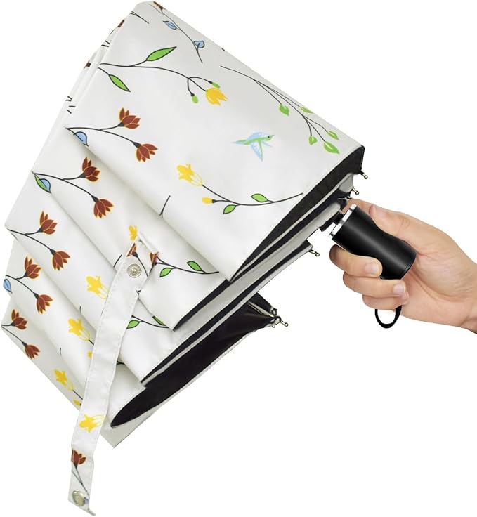 Cuby UV Sun Umbrella Compact Folding Umbrella lightweight Portable Manual Travel Umbrella for Rainproof & 99% UV Protection with Black Anti-UV Coating