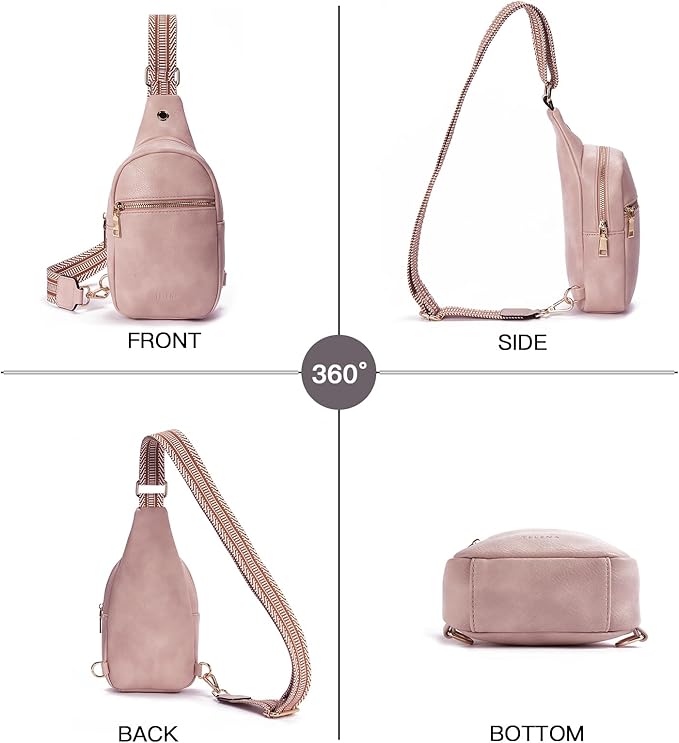 Telena Small Sling Bag for Women Leather Crossbody Fanny Packs Chest Bag for Women