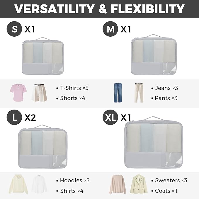 BAGAIL 9 Set Packing Cubes Luggage Packing Organizers for Travel Accessories
