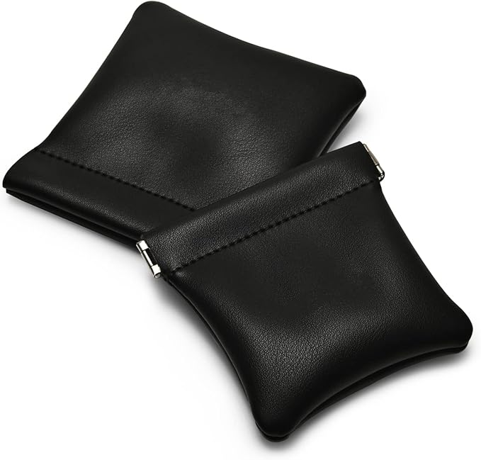 PU Leather Jewelry Travel Bag Leather Jewelry Pouch Christmas,Wedding Party Favor Gift Bag (L, Black)