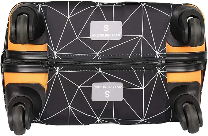 Explore Land Travel Luggage Cover Suitcase Protector Fits 18-22 Inch Case (Black Polygonal, S)