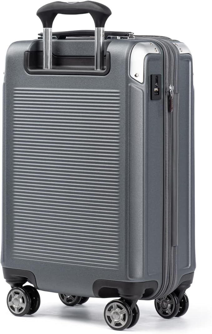 Travelpro Platinum Elite Hardside Expandable Carry on Luggage, 8 Wheel Spinner, TSA Lock, Hard Shell Polycarbonate Suitcase, Vintage Grey, Carry on Laptop Pocket 21-Inch