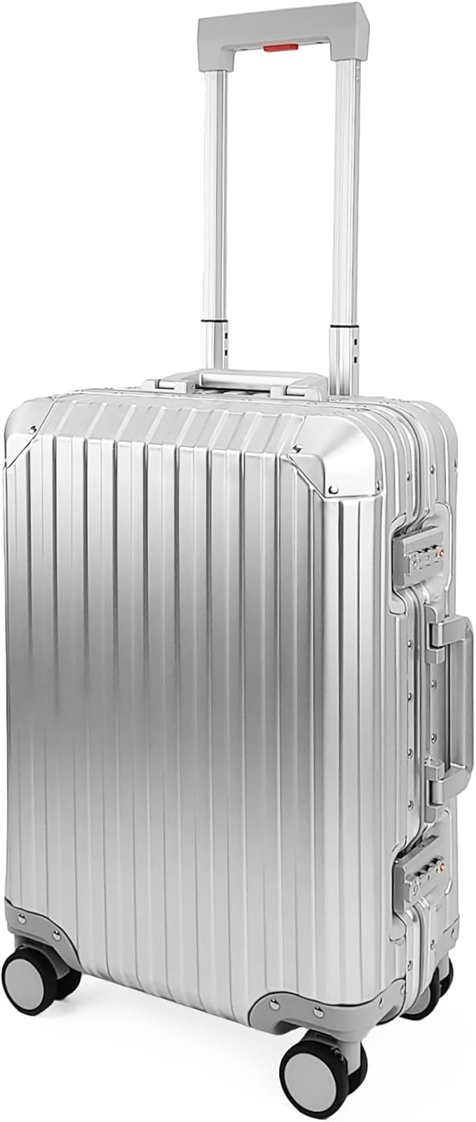 All Aluminum Luggage Suitcase 3 Sizes (20",26",29") TSA Lock Carry On Silver, Gray, Gold, Black with Cover (Silver, Double Set 20",28")