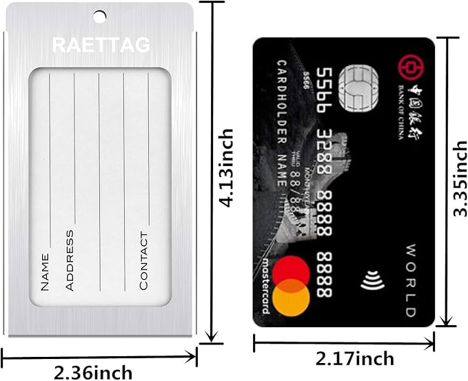 Luggage Tags Metal Suitcase Tags Travel Bag ID Identifier Luggage Tag (Silver 4-Pack)