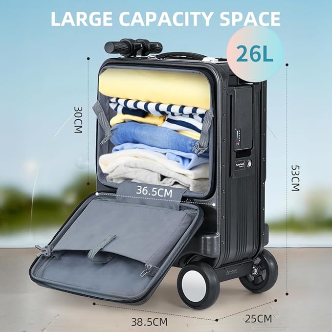 Airwheel 20 Inch Smart Rideable Suitcase Electric Luggage Scooter Carry On Luggage (black)