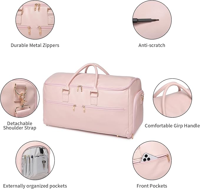 Carry On Garment Bag for Travel, Convertible Travel Garment Bag for Men Women, 2 in 1 Hanging Suitcase Suit Business Travel Bag