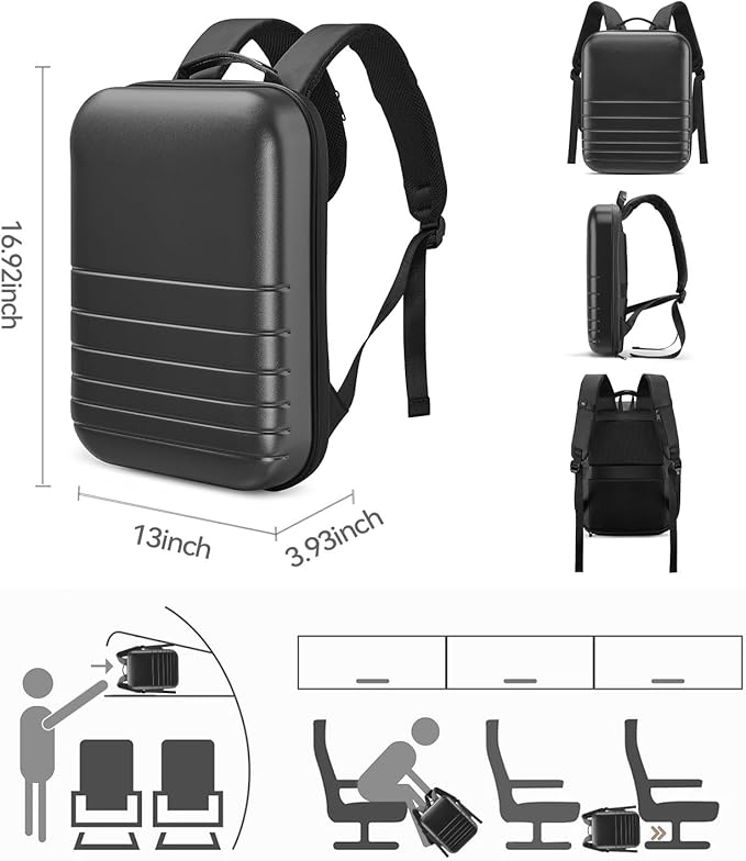 SOKOK Carry On Travel Backpack Waterproof Business Backpack with Laptop Compartment, Slim Hardshell Computer Backpack for Men and Women, Graphite