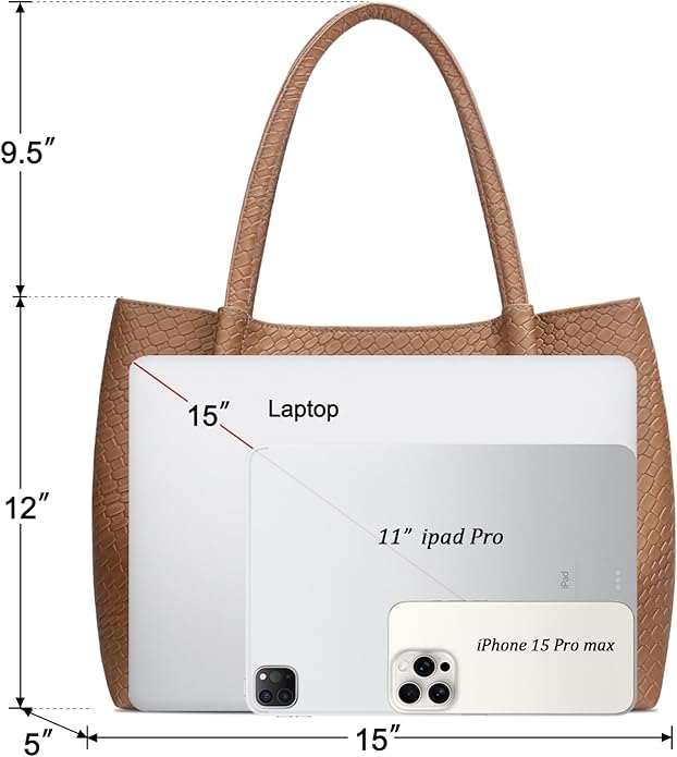 KKXIU Tote Bag for Women Vegan Leather Shoulder Purse Large Capacity Travel Bag
