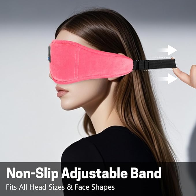 Sleep Mask with Bluetooth Headphones 3D Contour Sleeping Headphones 5.4 Wireless Bluetooth, Ultra-Thin Stereo Speakers Blackout Eye Masks for Men Women Travel Sleep