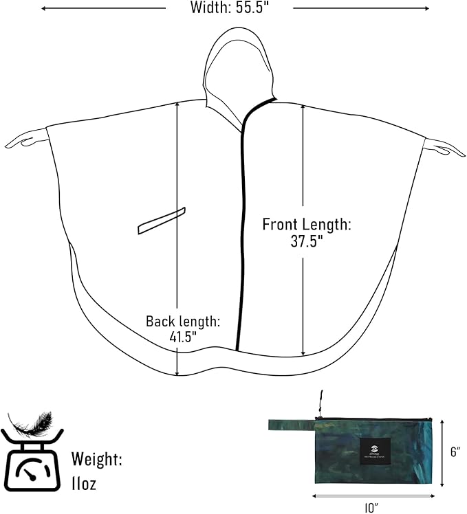 SaphiRose Rain Poncho Jacket Coat Hooded for Adults with Pockets