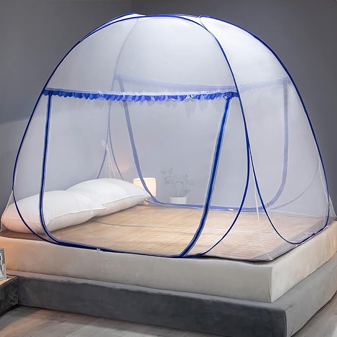 Mosquito Net for Bed, Folded Size 12 inch Portable Camping Travel Mosquito Net, Pop Up Mosquito Tent with Double Entry for King Queen Size Bed (Folded 17 Inch, 59"x79"x59")