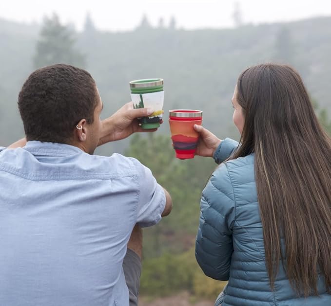 HYDAWAY 16oz Collapsible Tumbler - BPA-Free, Reusable Silicone Cup with Lid & Insulating Sleeve - Perfect for Coffee, Travel, and Everyday Use
