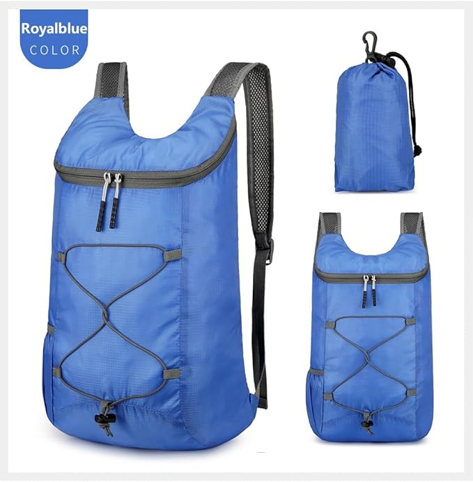 16L Hiking Daypack Lightweight Foldable Travel Backpack Water Repellent Camping Outdoor Packable Easy Carry-on Bag (Royal Blue)