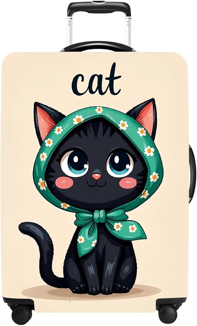 Luggage Cover Washable Suitcase Protector Anti-Scratch,Stretchable Fit for 20-34Inch Luggage Durable Travel Bag Cover with Zipper Closure (Cat, XL(fits 32-34Inch suitcase))