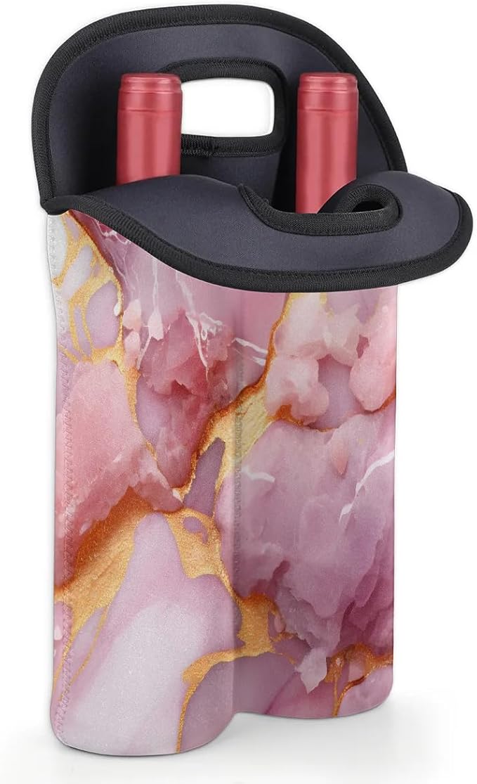 Wine Carrier Tote Personalized Bag for 2 Bottles - Neoprene Wine Bottle Holder with Carry Handle, Wine Protective Bag Insulated Bag Beer Cans Water Bottle Holder for Travel Picnic,Style10
