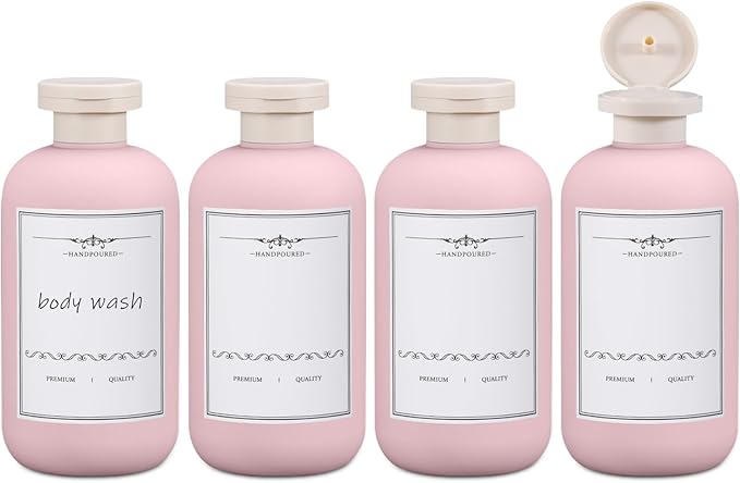 ASEVAT 10oz 4pack Refillable Travel Shampoo and Conditioner Bottles, Travel Size containers, Travel Bottle for toiletries, Squeeze Bottles with Flip Cap, Empty Plastic Leak Proof Travel Bottles