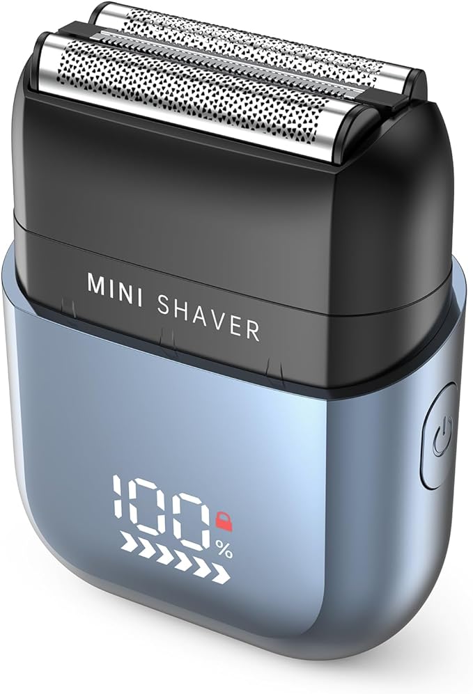 Men's Foil Shavers,Mini Electric foil Shaver for Men, Compact Face, IPX7 Waterproof Wet&Dry Cordless Razor, LED Display, USB-C Fast Rechargeable,Electric foil Shaver,3 Razor Rechargeable
