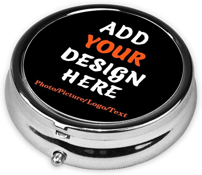 Custom Round Pill Case, Personalized Name/Photo Decor Travel Jewelry Organizer Container Medicine Vitamin Pill case - 3 Compartment
