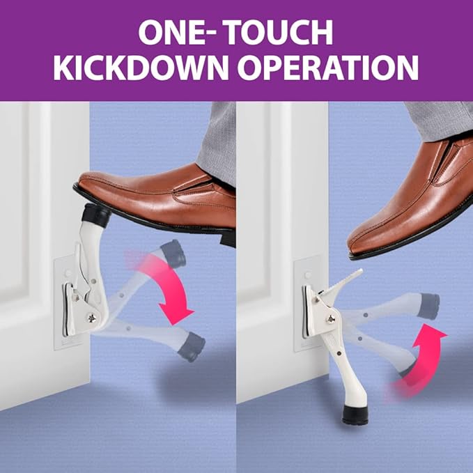 Door Stopper with Adhesive Bracket Stickers, No Drilling or Tools Needed, Available for All Doors, Door Holder, Heavy Door Stop, KickDown Door Stoppers, Bottom of Door by HASHI (Black/Bracket)