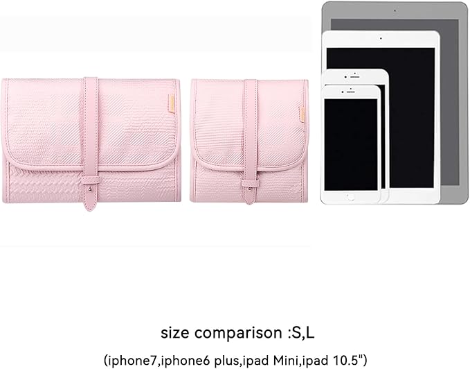 Voova Travel Jewelry Holder Organizer Case, Small Jewelry Storage Bag for Women Girls, Foldable Traveling Jewellery Pouch Roll for Necklaces Rings Earrings Bracelets, Mini, Light Pink