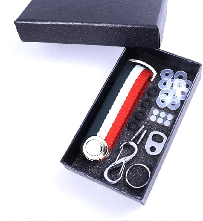 Compact Key Holder - Stylish & Practical Pocket Key Organizer With Secure Locking Mechanism. (Red/White/Blue)