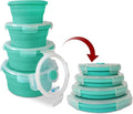Collapsible Bowls for Camping, Set of 4 Silicone Food Storage Containers with Lids, Rv storage and organization, Rv Kitchen Accessories, BPA Free, Microwavable, Freezer, Dishwasher Safe