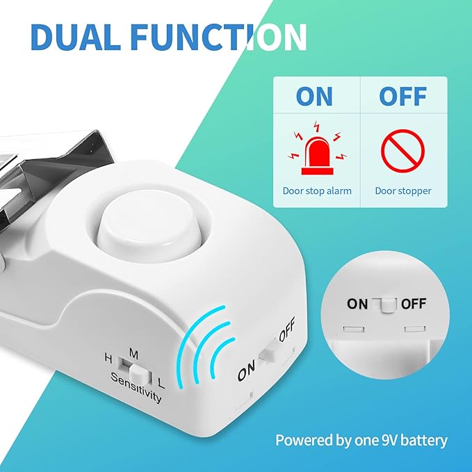 Door Stop Alarm, Door Stopper with 120DB Security Alarm, Floor Wedge Doorstop for Travel Apartment Home House (Pack of 4)