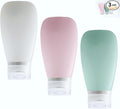Travel Bottles for Toiletries, TSA Approved 3oz Leak Proof Silicone Refillable Squeeze Travel Size Containers BPA Free Air Travel for Shampoo, Lotions, 3-pk (Pink-White-Teal)
