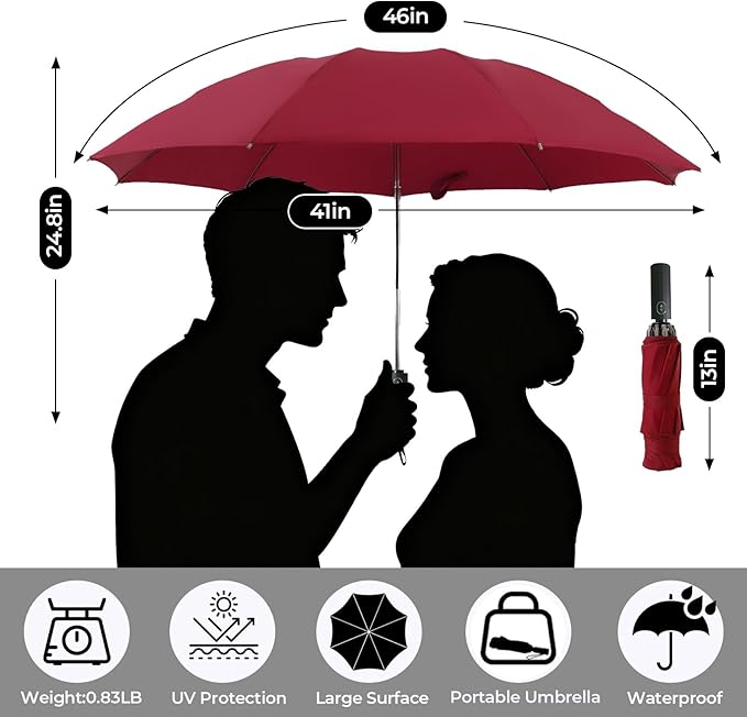 LLanxiry Compact Travel Umbrella, Mini Windproof Umbrellas for Rain & Sun, Small Lightweight Outdoor UV Umbrella, Portable Folding Umbrellas for Travel