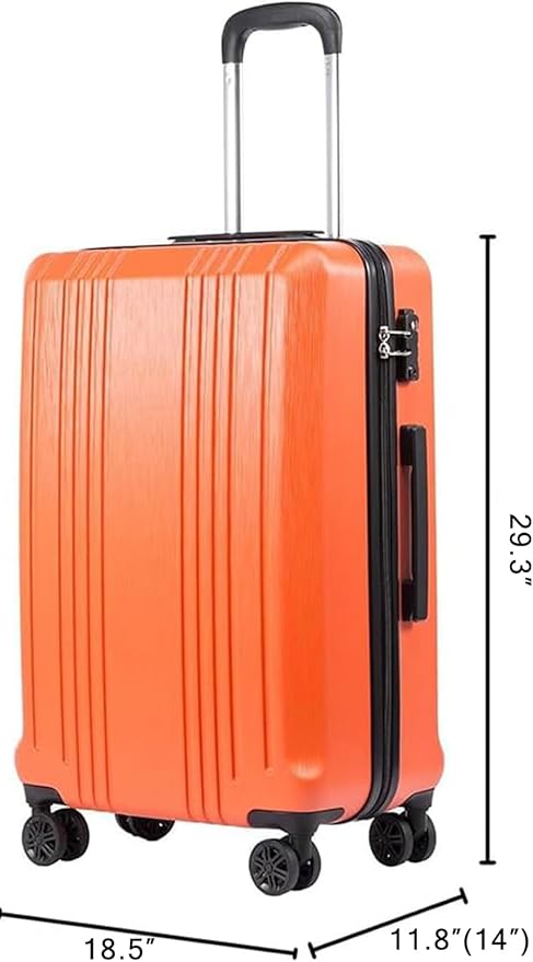 Coolife Luggage Suitcase PC+ABS with TSA Lock Spinner Carry on Hardshell Lightweight 20in 24in 28in (orange, L(28IN))