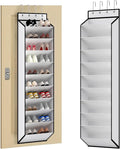 KEEPJOY 10 Tiers White Over Door Shoe Organizer Storage, Hanging Shoe Holder for Door with Large Deep Pockets, Fit 20-30 Pairs Shoe Rack for Sneakers, Boots. (White)