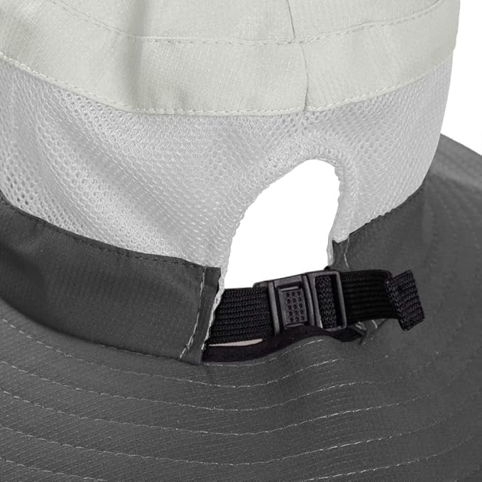 Rosoz Ponytail Sun Bucket Hats for Women UV Protection Foldable Mesh Wide Brim Hiking Beach Fishing Summer Safari