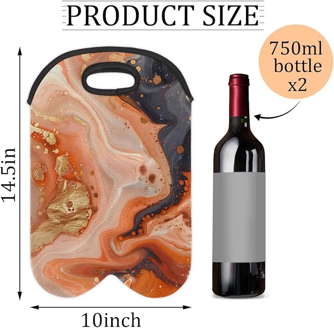 Wine Carrier Tote Personalized Bag for 2 Bottles - Neoprene Wine Bottle Holder with Carry Handle, Wine Protective Bag Insulated Bag Beer Cans Water Bottle Holder for Travel Picnic,Style14
