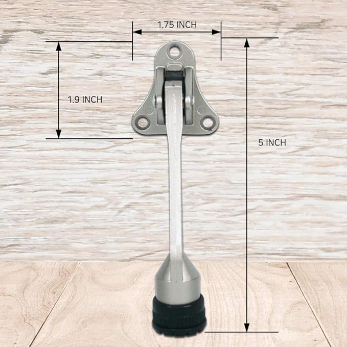 Door Stopper, Kick Down Door Stops for Heavy Doors, with Rubber Tip and Spring Lever, Adjustable, Easy to Set Down and Release, 4-Inch, for Wide Doors (4inch x 2pack, Satin Nickel)