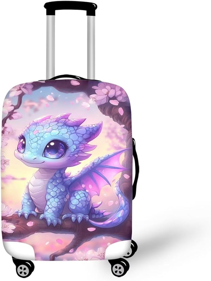 Dragon Suitcase Cover Travel Luggage Protector Washable Elastic Suitcase Covers Anti-Scratch Zip Closure Lugagge Covers for Suitcase Cherry Blossom Luggage Cover Fits 30-32 Inch, XL