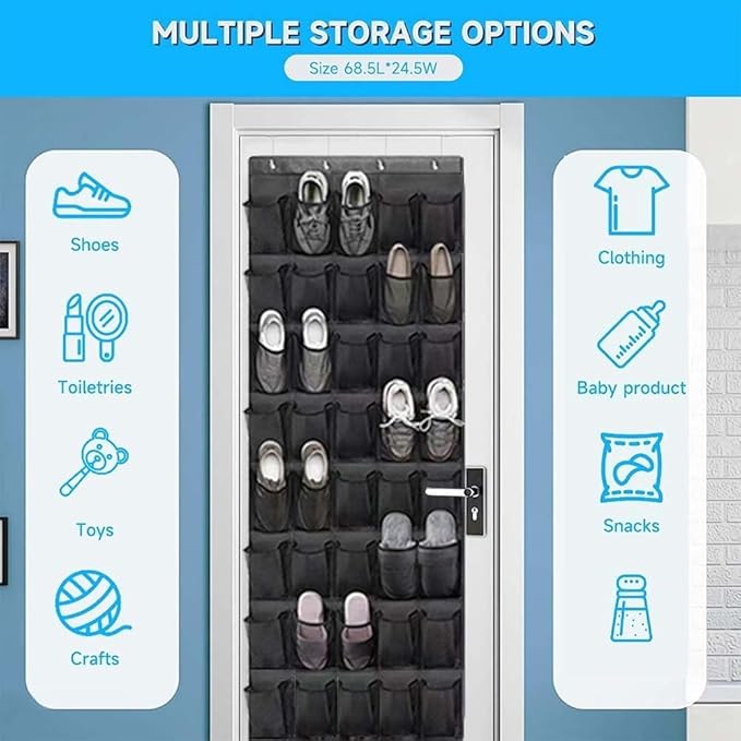 Over the door shoe organizer, 40 Large Clear Mesh Pockets Hanging Shoe Organizer Shoe Rack, for Entryway Bedroom Bathroom Pantry Shoe Stor