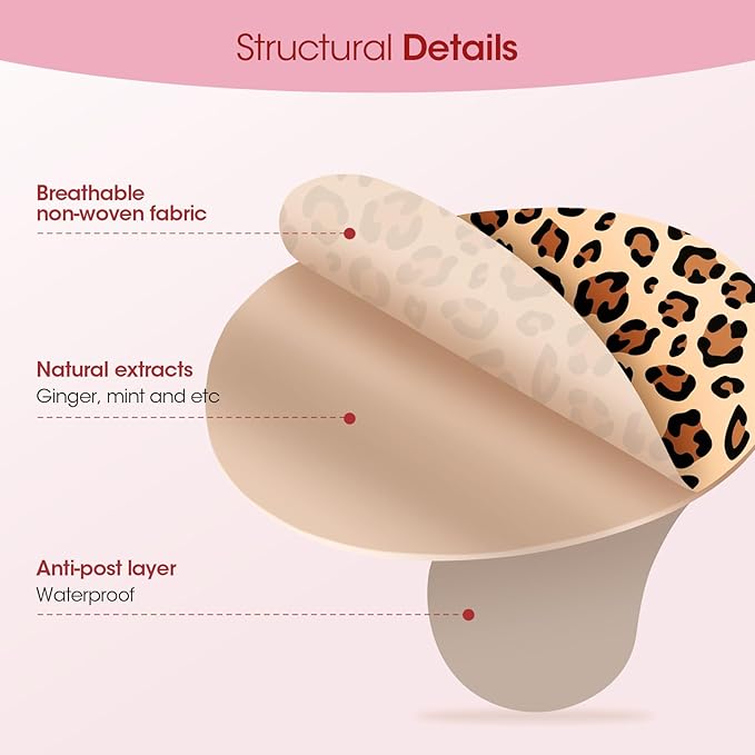 MQ 33ct Motion Sickness Patch Non Drowsy, Sea Sickness Patches for Cruise Ship Travel, Waterproof Patch Behind Ear for Car Airplane Altitude Sickness, Long Last 72H, Leopard Pattern