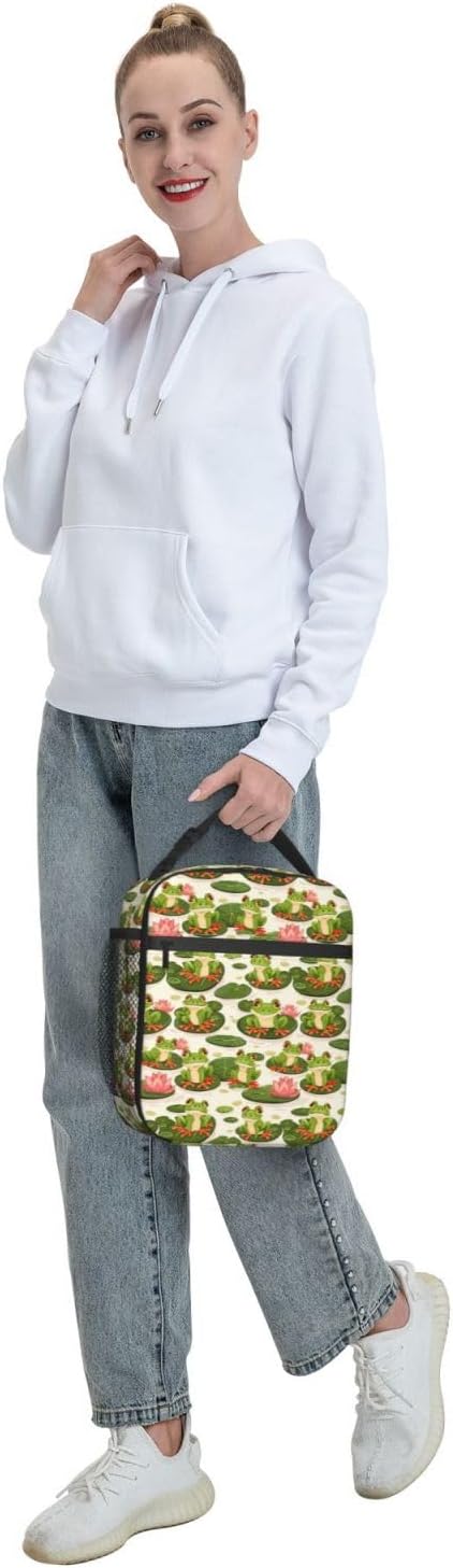 Frog Insulated Lunch Box for Women Men Frog Lunch Bag for Travel,or Fishing Polyester