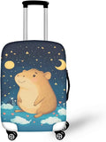 Capybara Suitcase Cover Cute Luggage Cover Protector Invisible Zipper Closure Travel Luggage Protector Fit 18-21 Inch Anti-Scratch Stretchable Suitcase Protector, Moon and Star