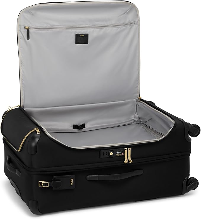TUMI - Voyageur Leger 4 Wheeled Luggage - Women's Lightweight and Spacious, Sleek Silhouette, Durable Premium Suitcase - 26" Short Trip Expandable Packing Case, Black with Gold Hardware