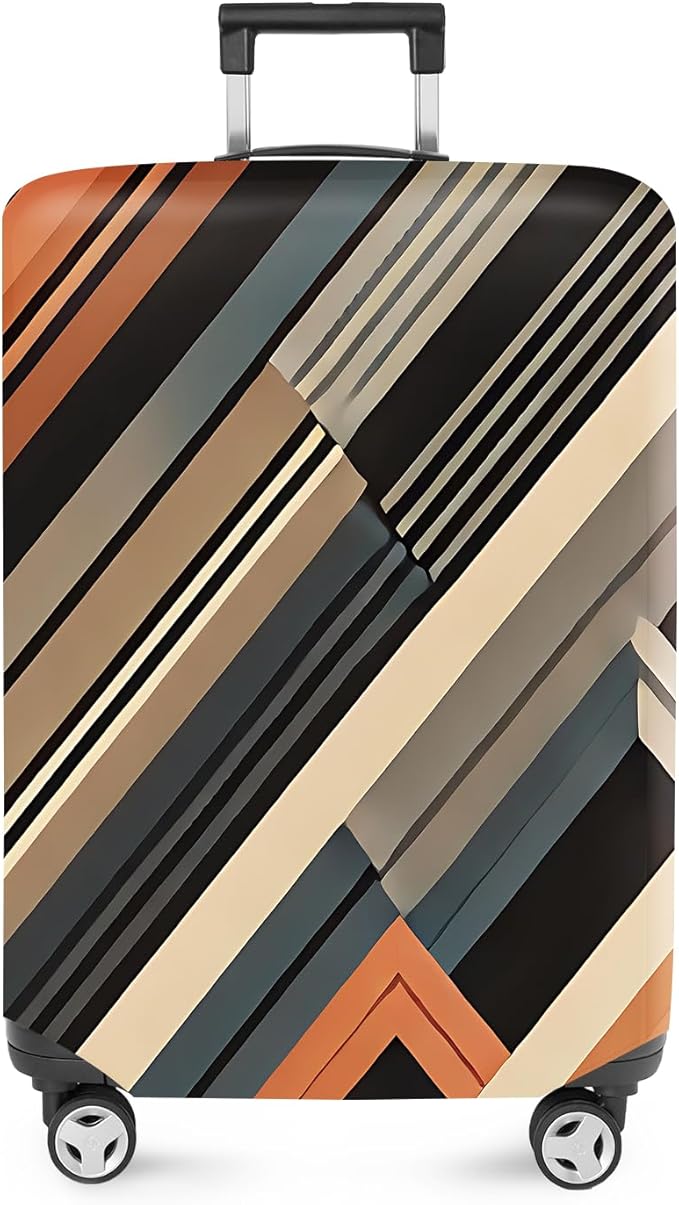 ANNA QUEEN Modern Geometric Luggage Cover, Abstract Striped Suitcase Protector for 32-34 Inch, Durable, Stretchable Travel Cover, Stylish & Washable Luggage Sleeve