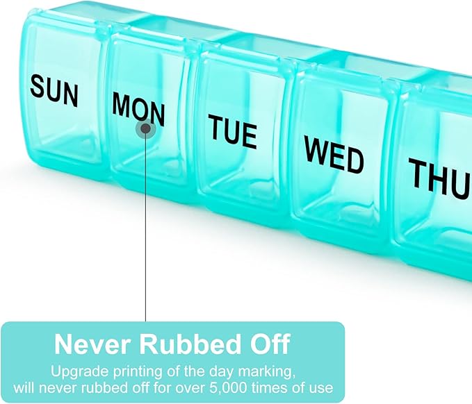 Small Pill Organizer 2 Times a Day, 2 Pack 7 Day Pill Box 1 Time a Day, Travel Friendly Day Night Vitamin Organizer, Weekly AM PM Pill Case Container
