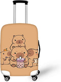Milk Tea Capybara Luggage Cover Fit 18-21 Inch Universal Thickness Suitcase Covers Protector with Invisible Zipper Scratch-Resistan Travel Luggage Baggage Case, Cute