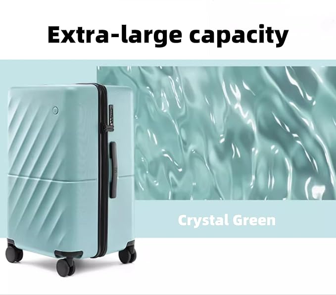 Trunk Luggage 22 Inch, Small Checked Luggage with Double Spinner Wheels, Anti-Burst Zipper, Hard Case PC Suitcase, Lightweight Travel Luggage, TSA Approved (Crystal Green, Hudson)