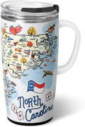 Swig Life 22oz Travel Mug, Insulated Tumbler with Handle and Lid, Travel Coffee Mug, Cup Holder Friendly, Stainless Steel 22 oz Tumbler, Reusable Insulated with Lid (North Carolina)
