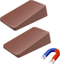 Premium Rubber Door Stop - Large Door Stopper Wedge,Anti-Slip Design, Automatically Fixed,Works On All Floor Types and Carpet Heavy Duty Door (2 Pack, Brown)…
