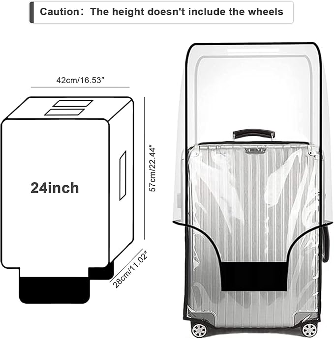 Suitcase Cover for 24" Luggage TSA Approved Clear PVC Thickened Protective Sleeve Cover for Wheeled Luggage Waterproof