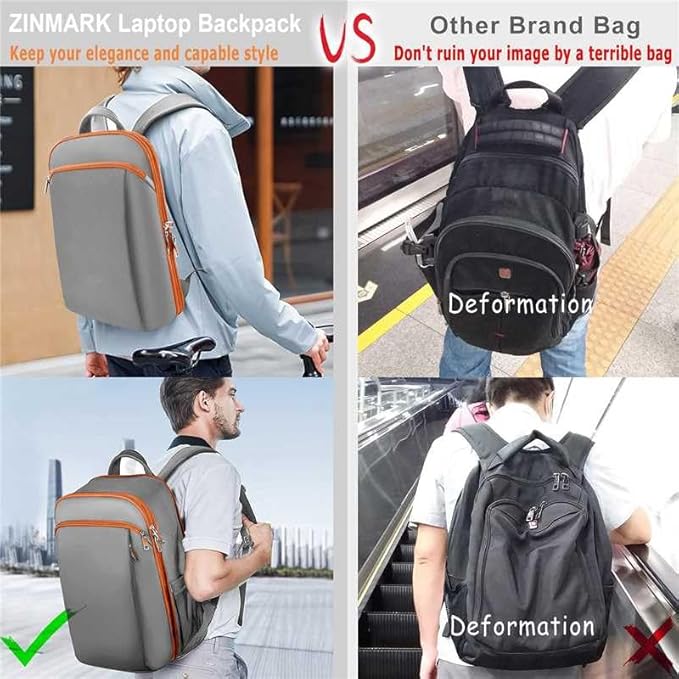 ZINMARK Slim Expandable 15 15.6 16 Inch Laptop Backpack Anti Theft Travel Business Durable Computer Bag, Multipurpose Large Capacity Daypack for Men And Women，G01OG01